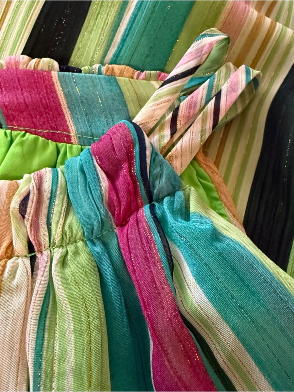 Maggie London Layla Halter Maxi Dress Seville Stripe Green Magenta NWT - Picture 8 of 8